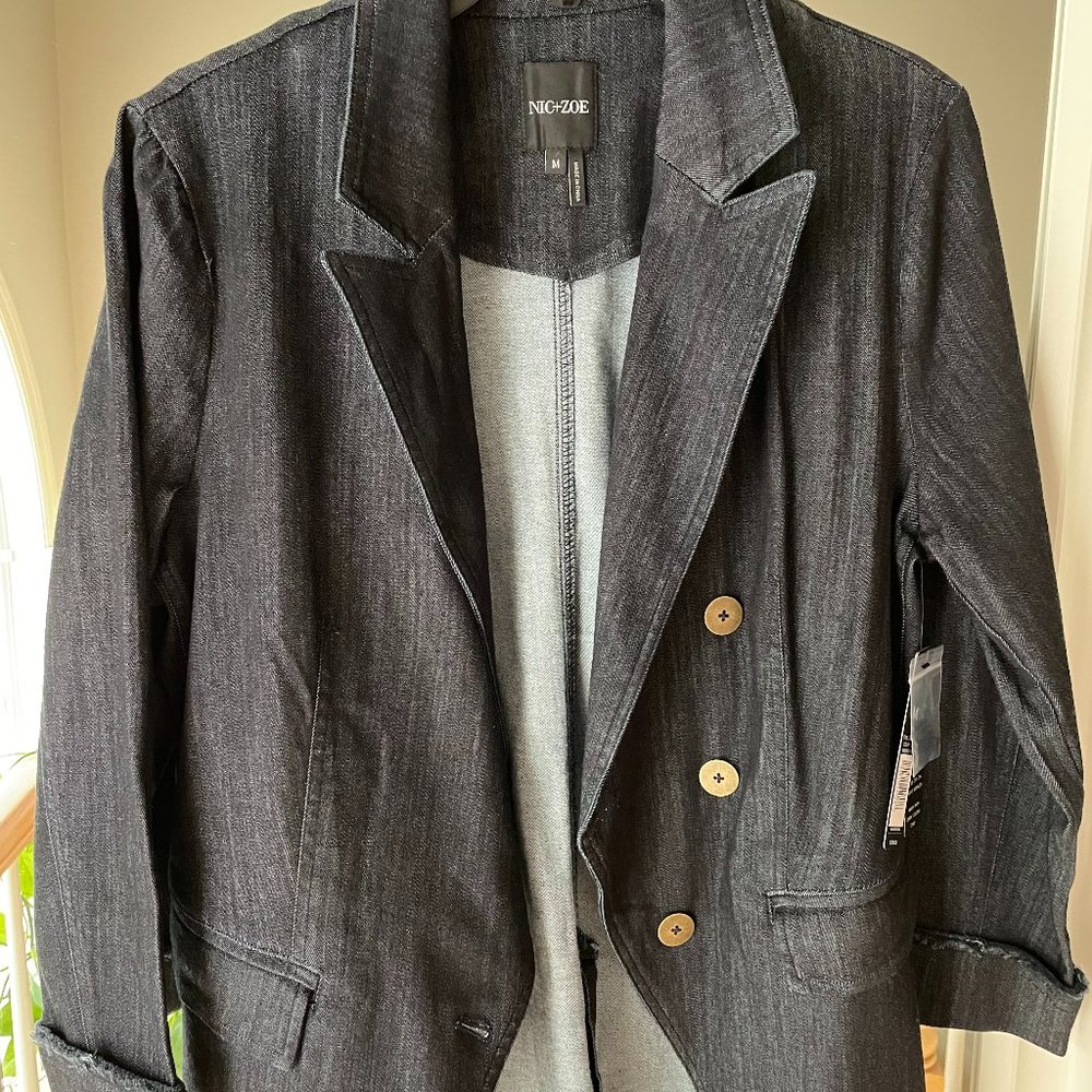 NWT NIC+ZOE Women's Medium Dark Navy Midnight Wash Jacket S201502
